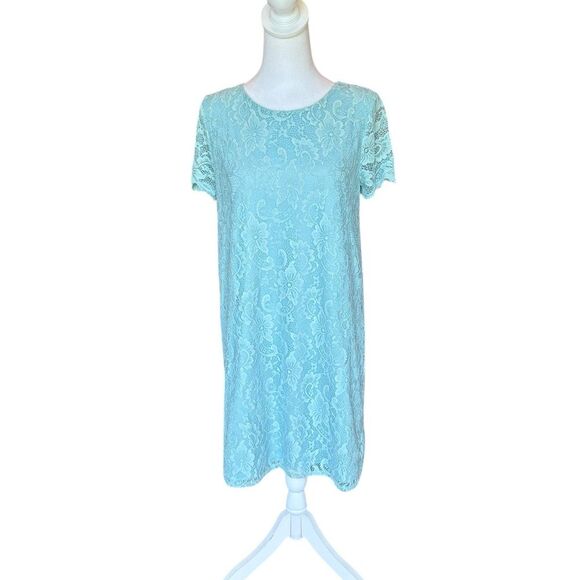 Juicy Couture Lace Shift Dress Blue Lined Womens Size Medium - Picture 2 of 11
